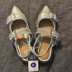 Wild Fable Metallic Silver Flats